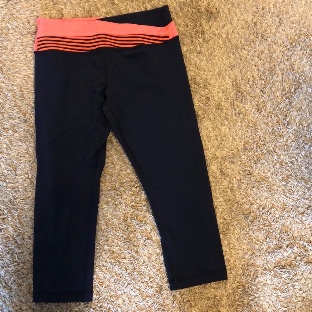 Lululemon Leggings- cropped navy/bright orange